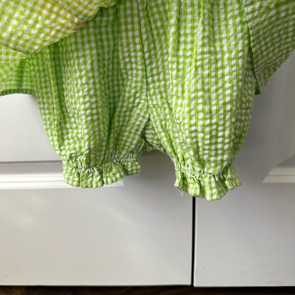 Bonnie Jean Girls Green and White Seersucker Giraffe Appliqué Coverall (Size 4T) - Picture 3 of 4